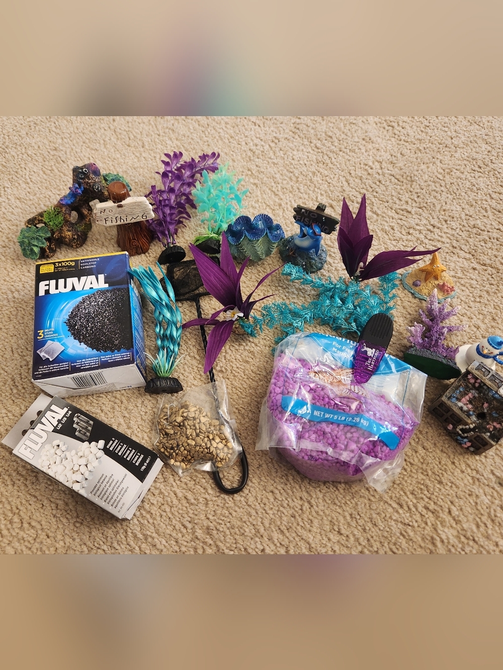 Fish Tank Accessories Lot Rocks Plants Decor